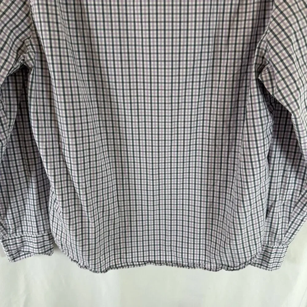 J. Crew Flex Washed Shirt Mens XL Purple Plaid Button Up Long Sleeve Slim Untuck